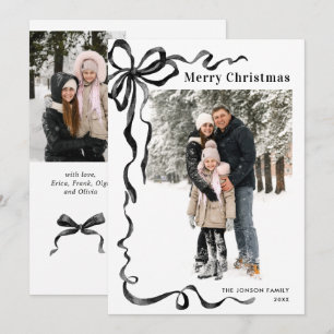 Cartes Pour Fêtes Annuelles Funky Christmas Boho Ruban à nœud noir 3 Photo
