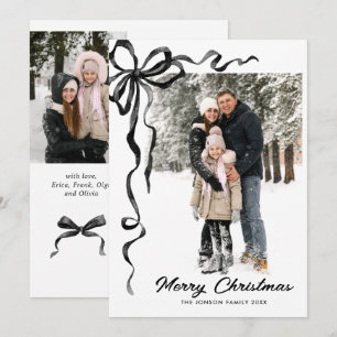 Cartes Pour Fêtes Annuelles Funky Christmas Boho Ruban Noir à Nœud 3 Photo