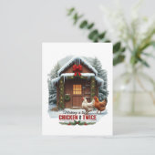 Cartes Pour Fêtes Annuelles Funky Christmas poulet mot art ferme (Debout devant)