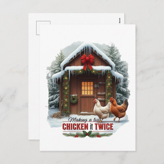 Cartes Pour Fêtes Annuelles Funky Christmas poulet mot art ferme (Devant / Derrière)