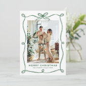 Cartes Pour Fêtes Annuelles Funky Christmas Sage Green Bow Ribbon 3 Photo (Debout devant)