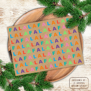 Cartes Pour Fêtes Annuelles Funky Coloré Fun FA LA Salutation Sur Faux Kraft