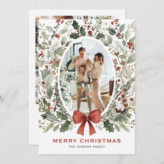 Cartes Pour Fêtes Annuelles Funky Country Boho Christmas Wreath 5 Photo (Devant / Derrière)