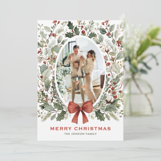 Cartes Pour Fêtes Annuelles Funky Country Boho Christmas Wreath 5 Photo (Debout devant)