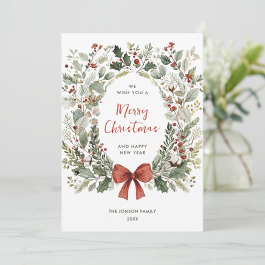 Cartes Pour Fêtes Annuelles Funky Country Retro Boho Christmas Wreath (Debout devant)