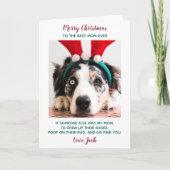 Cartes Pour Fêtes Annuelles Funky Custom Pet Photo Chien Maman Joyeux Noël (Devant)