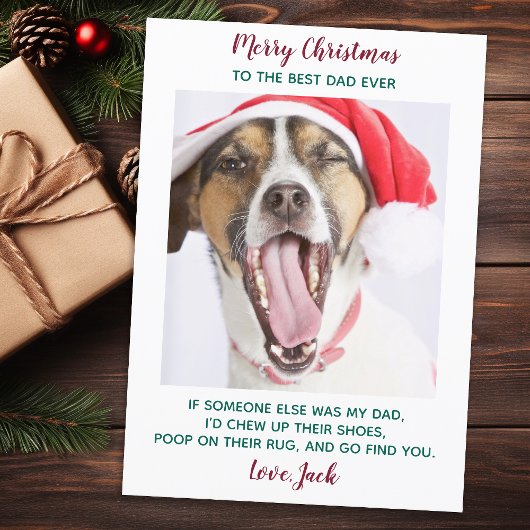 Cartes Pour Fêtes Annuelles Funky Custom Pet Photo Chien Papa Joyeux Noël Ho