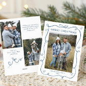 Cartes Pour Fêtes Annuelles Funky Dusty Blue Christmas Bow Ribbon 3 Photo