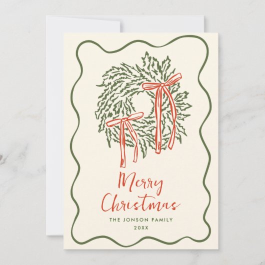 Cartes Pour Fêtes Annuelles Funky Hand Drabble Retro Christmas (Devant)