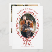 Cartes Pour Fêtes Annuelles Funky Hand Drawn Christmas Red Bow 5 Photo (Devant / Derrière)