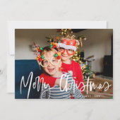 Cartes Pour Fêtes Annuelles Funky Modern White Calligraphy Script Photo (Devant)