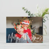 Cartes Pour Fêtes Annuelles Funky Modern White Calligraphy Script Photo (Debout devant)