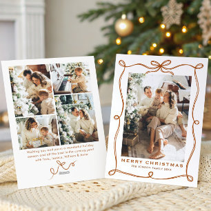 Cartes Pour Fêtes Annuelles Funky Noël Boho Beige Ruban à Nœud 5 Photo