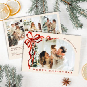 Cartes Pour Fêtes Annuelles Funky Noël Boho Ruban à Nœud Rouge 4 Photo
