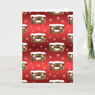 Cartes Pour Fêtes Annuelles Funky Noël Fruitcake Motif Rouge