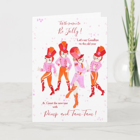 Cartes Pour Fêtes Annuelles Funky Rose Aquarelle Nutcracker Ballet (Devant)