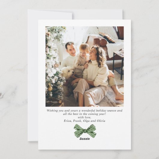 Cartes Pour Fêtes Annuelles Funky Sage Green Christmas Bow Ribbon 2 Photo (Dos)