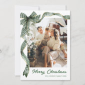 Cartes Pour Fêtes Annuelles Funky Sage Green Christmas Bow Ribbon 2 Photo (Devant)