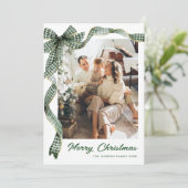 Cartes Pour Fêtes Annuelles Funky Sage Green Christmas Bow Ribbon 2 Photo (Debout devant)