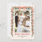 Cartes Pour Fêtes Annuelles Funky Sage Green Christmas Bow Ribbon 2 Photo (Devant)