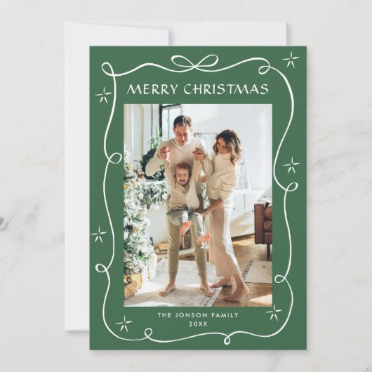 Cartes Pour Fêtes Annuelles Funky Sage Green Christmas Bow Ribbon 2 Photo (Devant)