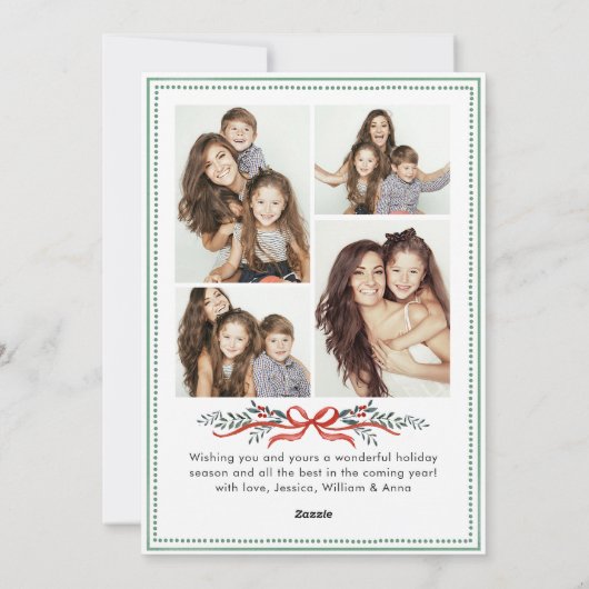 Cartes Pour Fêtes Annuelles Funky Sage Green Christmas Bow Ribbon 5 Photo (Dos)