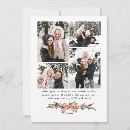 Cartes Pour Fêtes Annuelles Funky Sage Green Christmas Bow Ribbon 5 Photo (Dos)