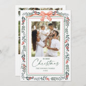 Cartes Pour Fêtes Annuelles Funky Sage Green Christmas Bow Ribbon 5 Photo (Devant / Derrière)