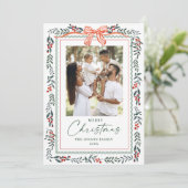 Cartes Pour Fêtes Annuelles Funky Sage Green Christmas Bow Ribbon 5 Photo (Debout devant)