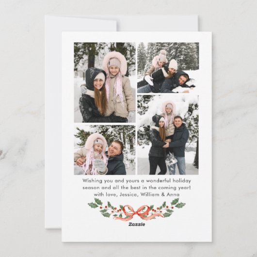 Cartes Pour Fêtes Annuelles Funky Sage Green Christmas Bow Ribbon 5 Photo (Dos)