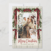 Cartes Pour Fêtes Annuelles Funky Velvet Christmas Boho Red Bow 5 Photo (Devant)