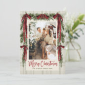 Cartes Pour Fêtes Annuelles Funky Velvet Christmas Boho Red Bow 5 Photo (Debout devant)