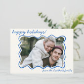 Cartes Pour Fêtes Annuelles Funky Wavy Main Drake Whimsical Border Photo (Debout devant)