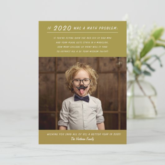 Cartes Pour Fêtes Annuelles Funny 2020 Math Problem Gold New Year Photo (Debout devant)