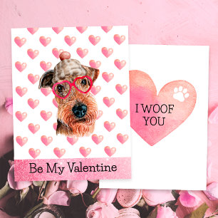 Cartes Pour Fêtes Annuelles Funny Airedale I Woof You Dog Valentine's Day