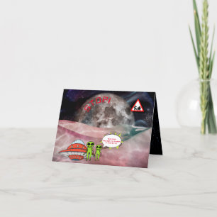 Cartes Pour Fêtes Annuelles Funny Astronomy Aliens Dessin animé de Christmas Y