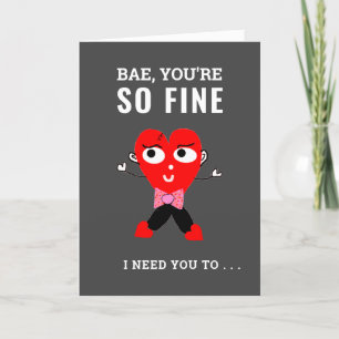 Cartes Pour Fêtes Annuelles Funny Bae Valentine Red Heart Girami Nom
