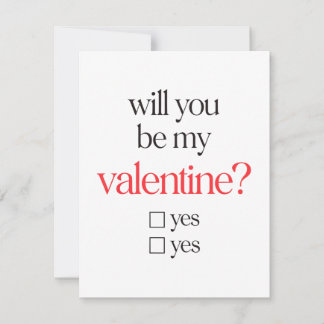 Cartes Pour Fêtes Annuelles Funny Be My Valentine Card Yes or Yes for Him