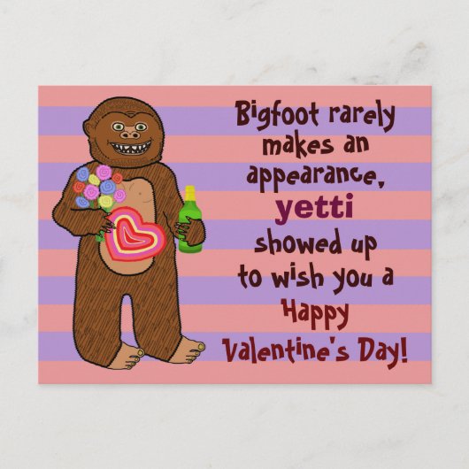 Cartes Pour Fêtes Annuelles Funny Bigfoot Valentine's Day Pun (Devant)