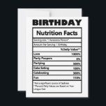 Cartes Pour Fêtes Annuelles Funny Birthday Nutrition Facts<br><div class="desc">Funny Birthday Nutrition Facts Carte de vacances</div>