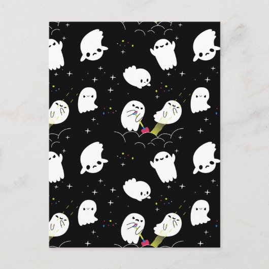 Cartes Pour Fêtes Annuelles Funny Boo Halloween Ghost Adventure Chasse au trés (Devant)