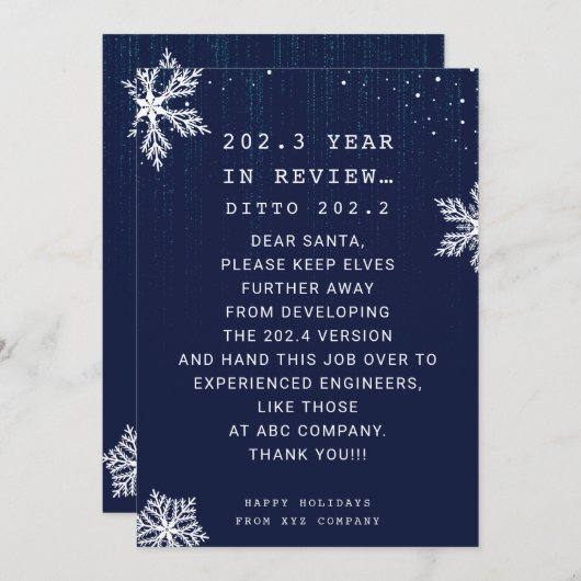 Cartes Pour Fêtes Annuelles Funny Business Year in Review Engineer Noël (Devant / Derrière)