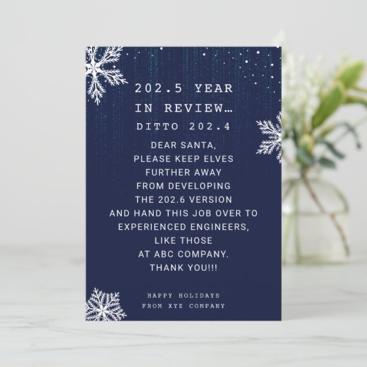 Cartes Pour Fêtes Annuelles Funny Business Year in Review Engineer Noël (Debout devant)