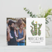 Cartes Pour Fêtes Annuelles Funny Cactus Photo de Noël (Debout devant)
