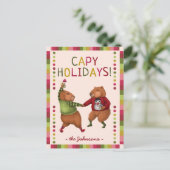 Cartes Pour Fêtes Annuelles Funny Capybara Design de Noël pour Amoureux des an (Debout devant)