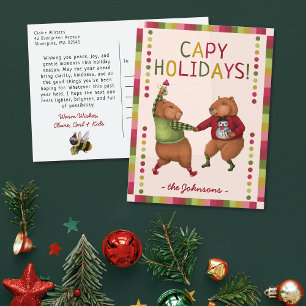 Cartes Pour Fêtes Annuelles Funny Capybara Design de Noël pour Amoureux des an