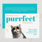 Cartes Pour Fêtes Annuelles Funny Cat Adieu 2020 Faites-le pendant 2021 Noël (Devant / Derrière)