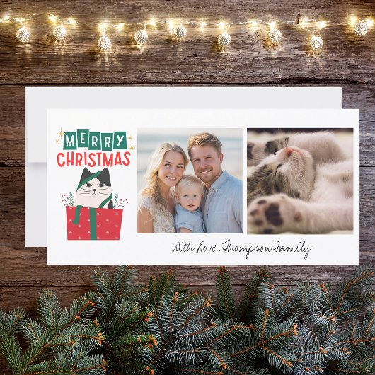 Cartes Pour Fêtes Annuelles Funny Cat Christmas Tree 2 Photo Meowy Custom