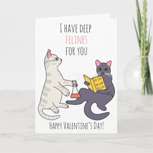 Cartes Pour Fêtes Annuelles Funny cat felines profonds Valentine's Day (Devant)