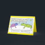 Cartes Pour Fêtes Annuelles Funny chameleon birthday cartoon<br><div class="desc">Imagine two chameleon's having à l'argument - what would that sound like ? This card is a play on their amazing ability to change colour. Make your friend turn red with laughter with this amusing birthday card !</div>